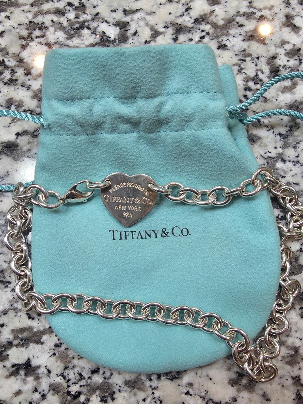 Tiffany & Co. Sterling Silver Heart Tag Necklace Choker